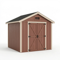 Abri de jardin 180 x 120 x 200 cm en résine brun beige avec portes doubles