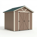 Abri de jardin 180 x 120 x 180 cm en résine marron avec double porte style chalet