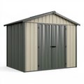 Abri de jardin 213 x 130 x 185 cm en acier galvanisé anthracite et beige à double porte