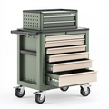 Servante d'atelier 75 x 45 x 95 cm en acier vert kaki avec 8 tiroirs et roulettes