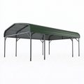 Abri voiture 600 x 300 x 270 cm en acier vert foncé à toit cintré pour extérieur
