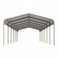 Abri de voiture 600 x 300 x 280 cm en acier beige avec toit translucide