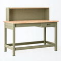 Établi 120 x 60 x 150 cm en acier vert et bois avec panneau perforé et tiroir