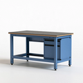 Établi d'atelier 120 x 60 x 90 cm en acier bleu avec plateau perforé et rangement