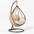 Fauteuil suspendu 105 x 105 x 195 cm en métal et résine tressée marron pour intérieur style bohème