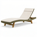 Chaise longue de jardin 200 x 70 x 85 cm en bois vert olive et beige avec dossier réglable