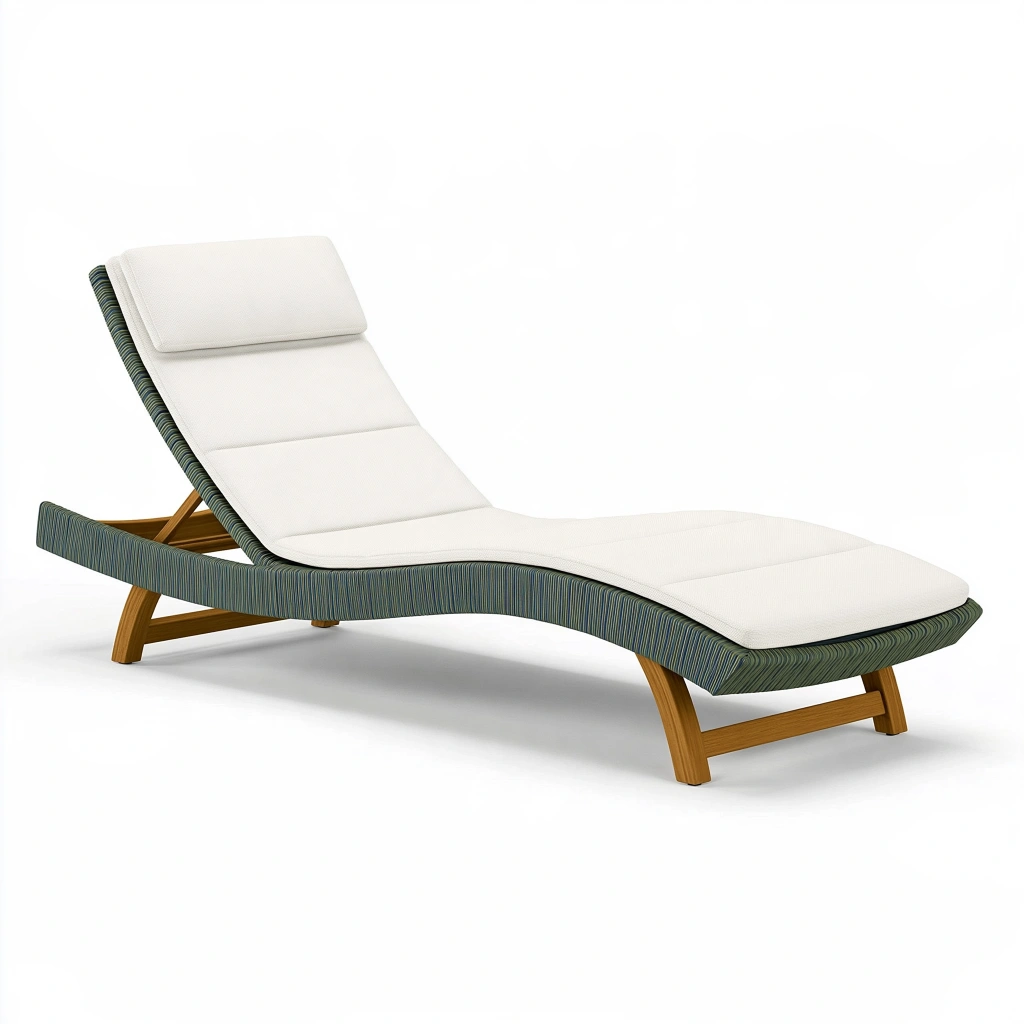 Chaise longue de jardin 200 x 70 x 85 cm en bois et textile blanc vert - dossier inclinable