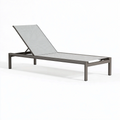 Chaise longue 200 x 65 cm en aluminium gris inclinable pour extérieur