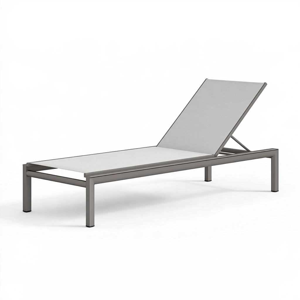 Bain de soleil 200 x 70 cm en aluminium gris avec dossier réglable