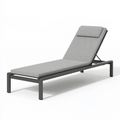 Chaise longue 200 x 70 x 85 cm en métal et tissu gris - dossier réglable extérieur