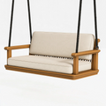 Balancelle suspendue 140 x 70 x 65 cm en bois beige et marron pour extérieur