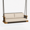 Balancelle de jardin 2 places 160 x 75 x 65 cm en bois et corde beige style contemporain