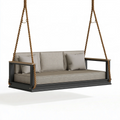 Canapé balançoire suspendu 160 x 70 x 65 cm métal noir textile gris pour terrasse style contemporain