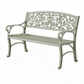 Banc de jardin 122 cm en métal gris à dossier végétal style classique