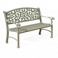 Banc de jardin 120 x 60 x 90 cm en métal vert sauge style classique à motif feuillage