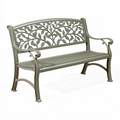 Banc de jardin 122 x 61 x 91 cm en métal vert sauge avec accoudoirs style classique