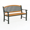 Banc de jardin 122 x 65 x 90 cm en bois et métal marron/noir avec accoudoirs classique